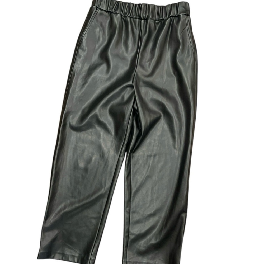 Blank NYC Women's Black Faux Leather Wide Leg Pants
